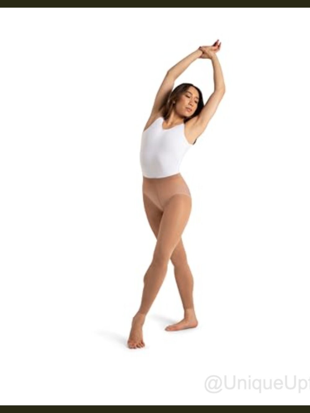 Footless Tights with Self-Knit Elastic-Free Waistband Moisture Wicking